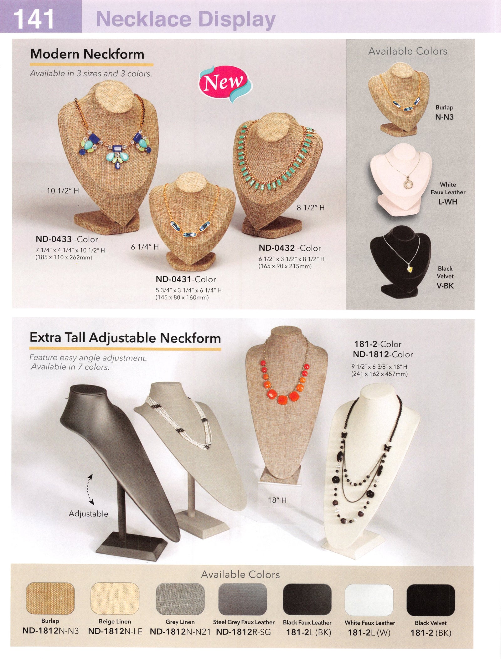 Catalog page — Extra Tall Adjustable Neckform