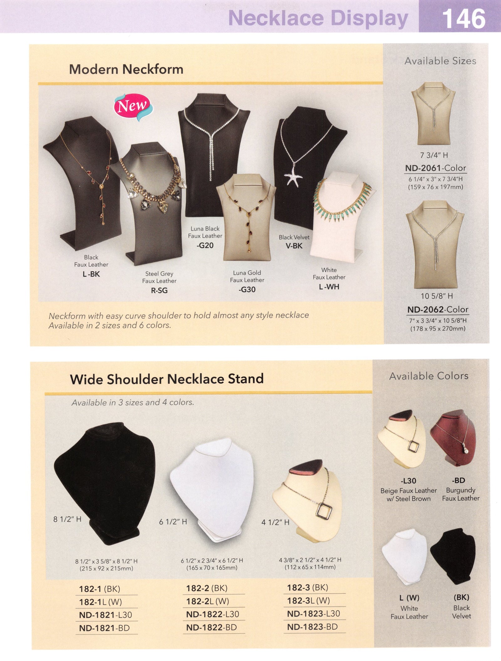 Catalog page — Wide Shoulder Necklace Stand
