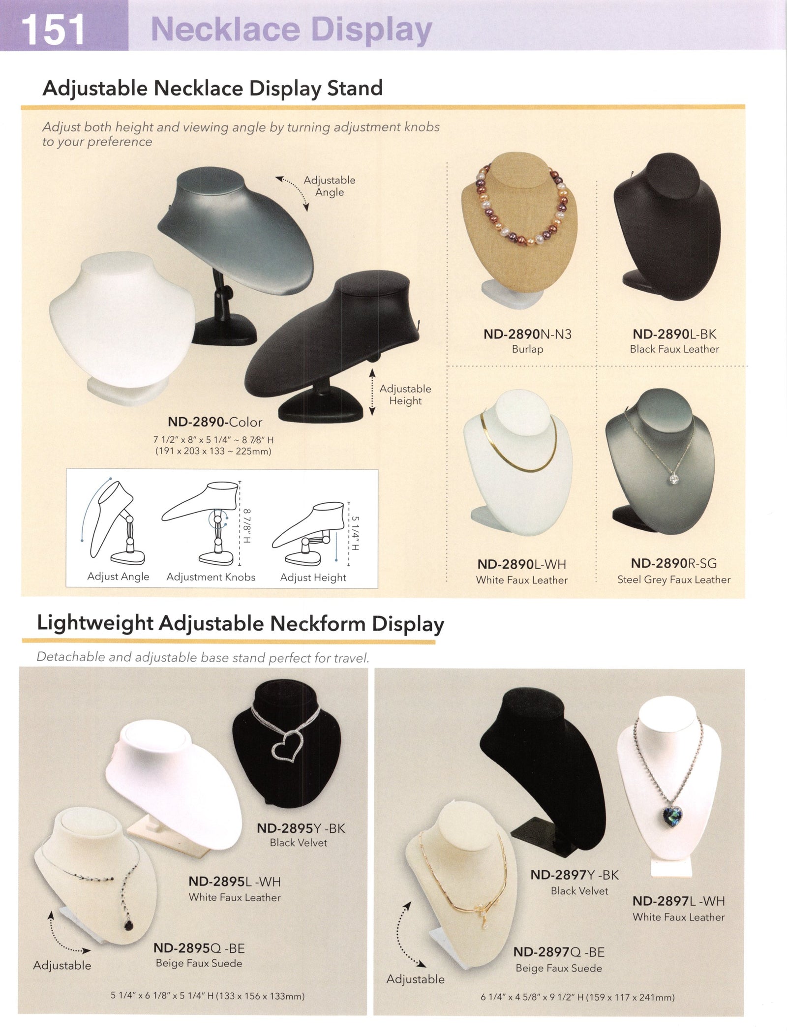 Catalog page — Lightweight Adjustable Neckform Display