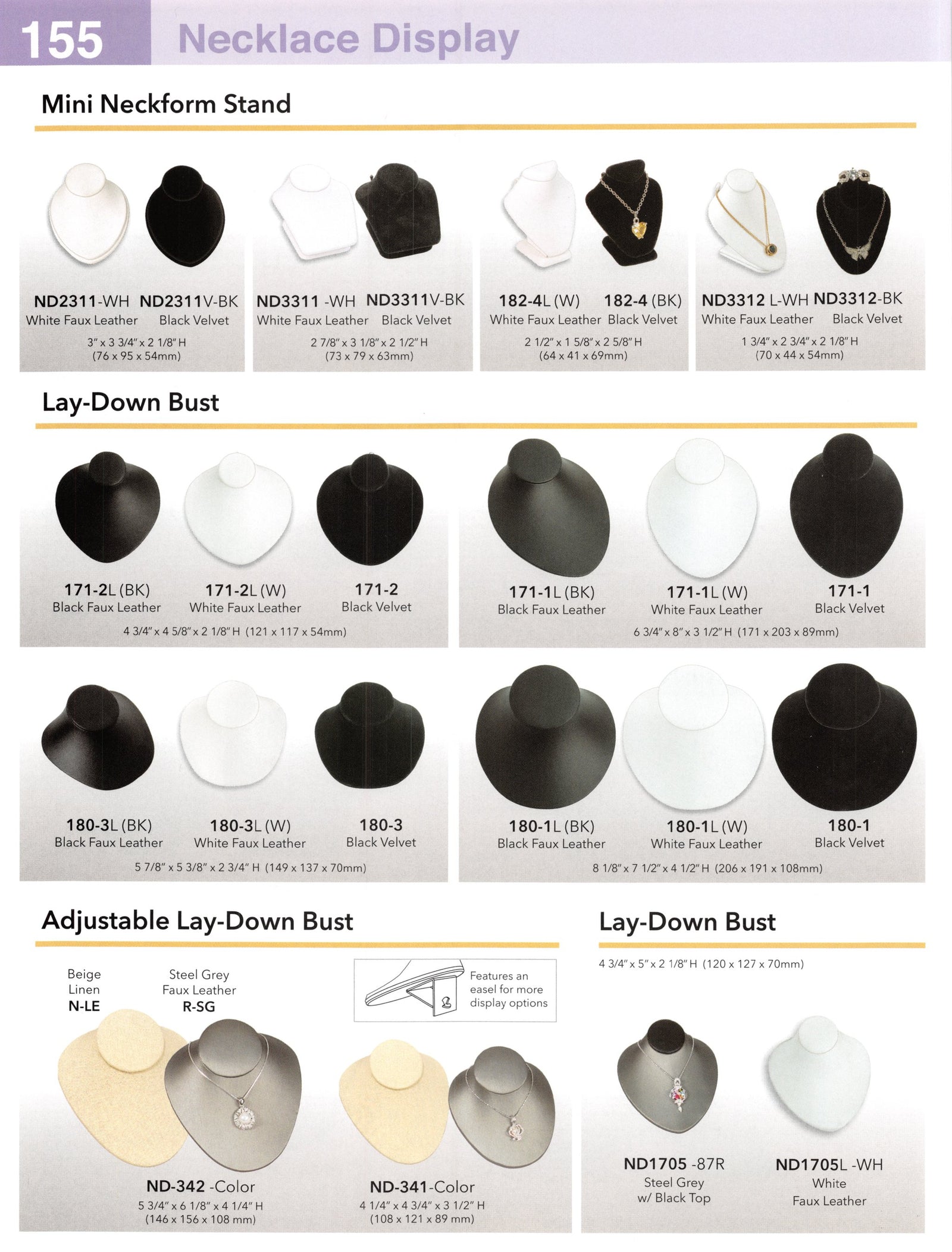 Catalog page — Lay-Down Bust