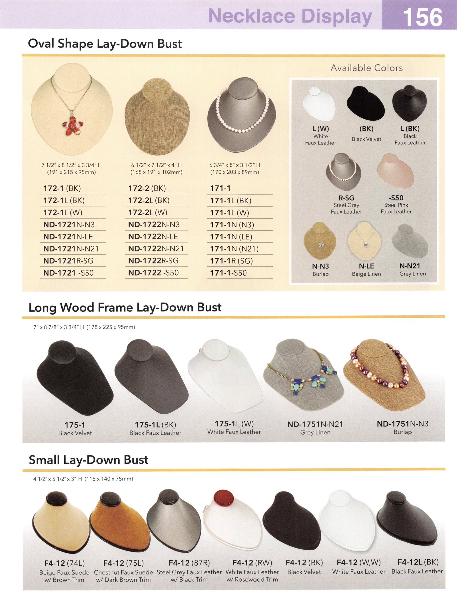 Catalog page — Oval Shape Lay-Down Bust