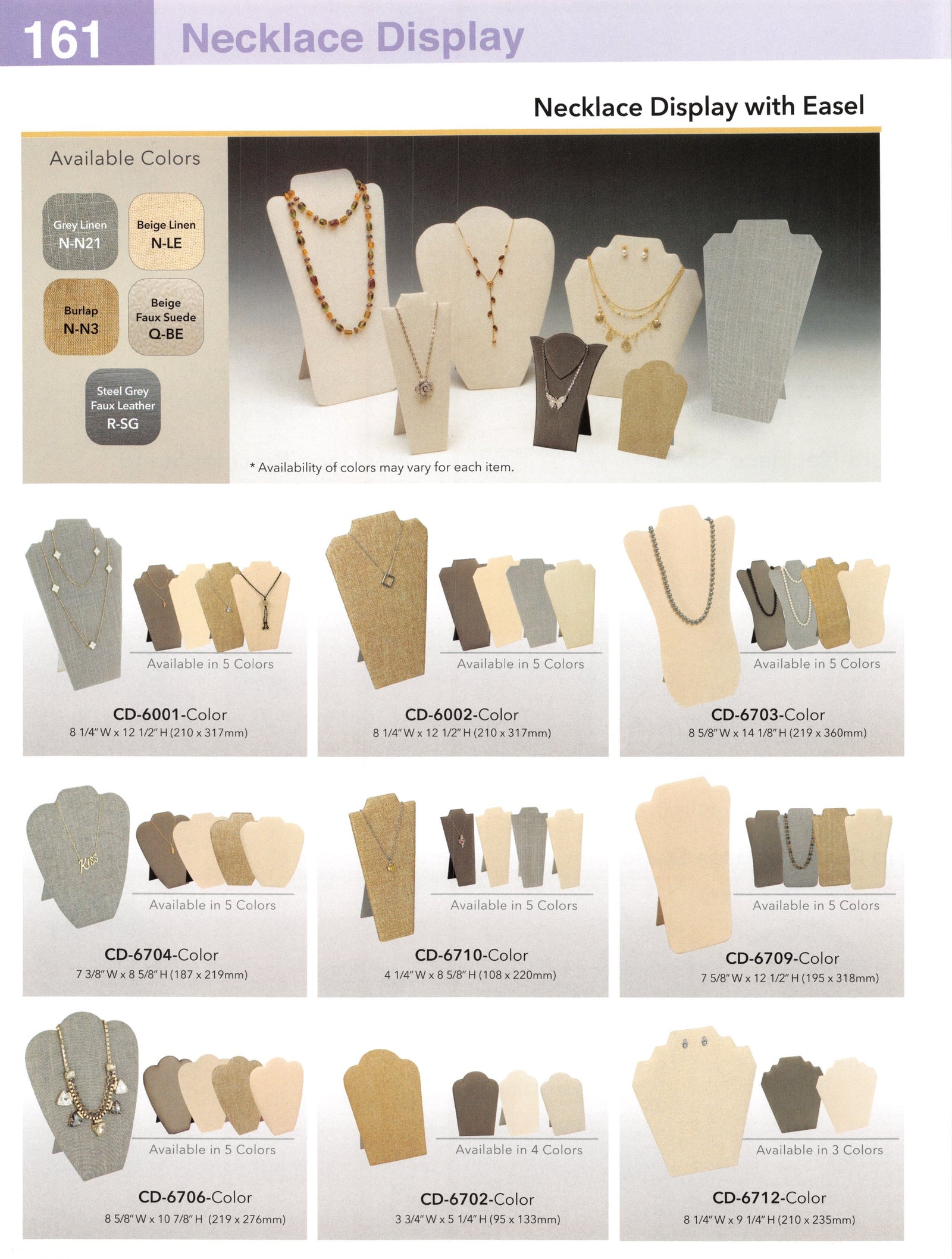 Catalog page — Necklace Display with Easel