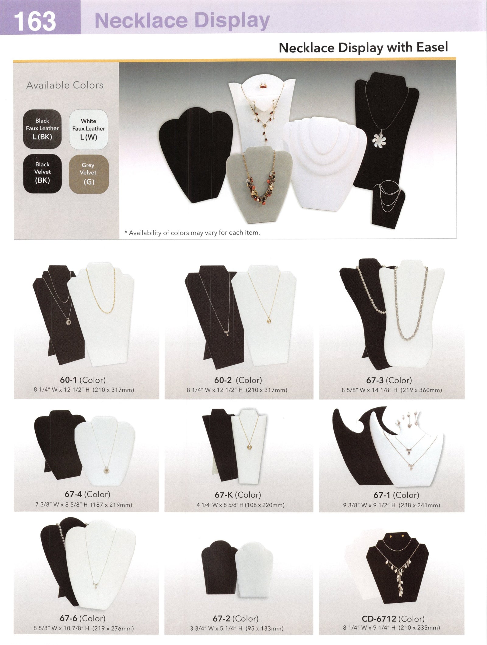 Catalog page — Necklace Display with Easel