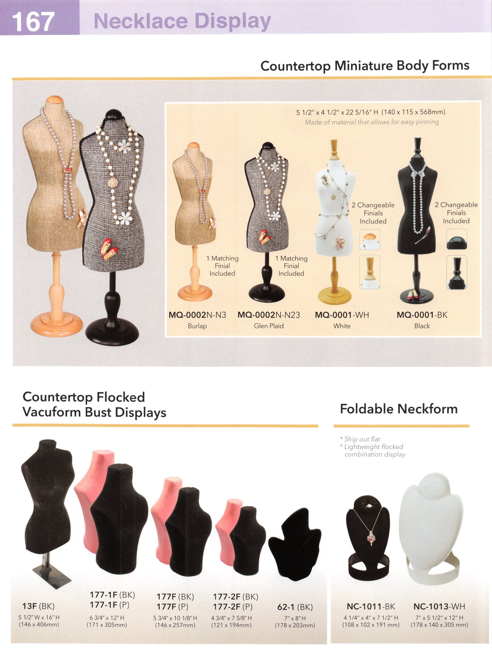 Catalog page — Countertop Flocked Vacuform Bust Displays