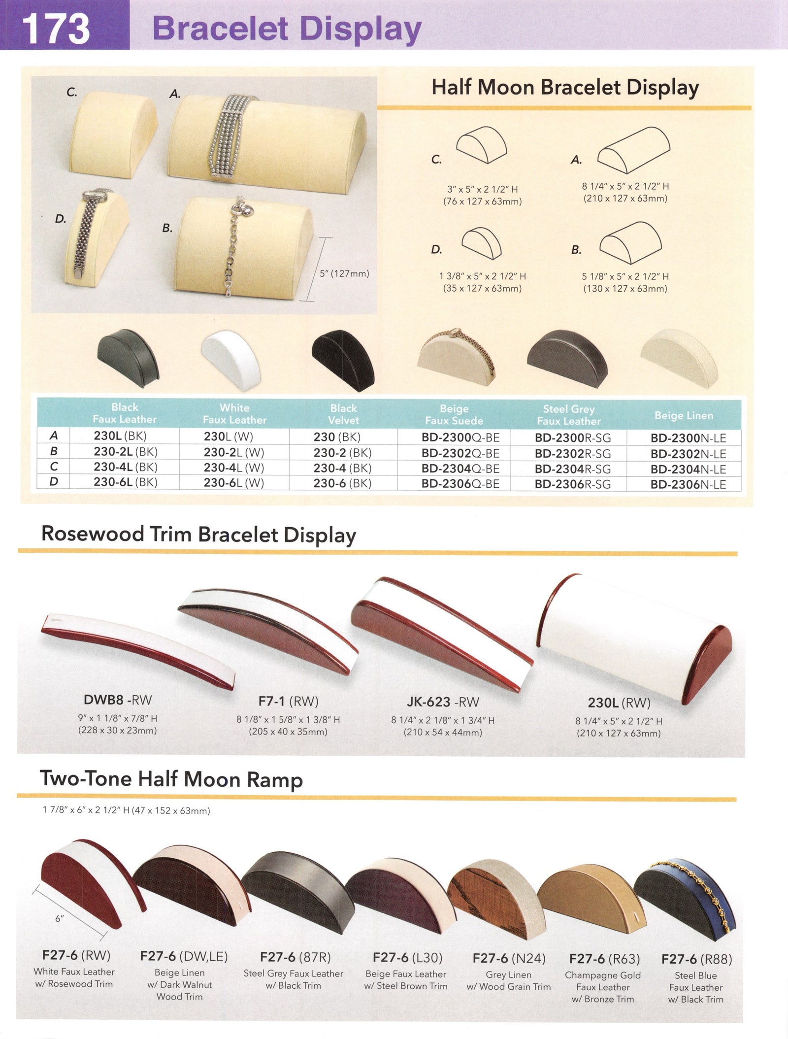 Catalog page — Rosewood Trim Bracelet Display