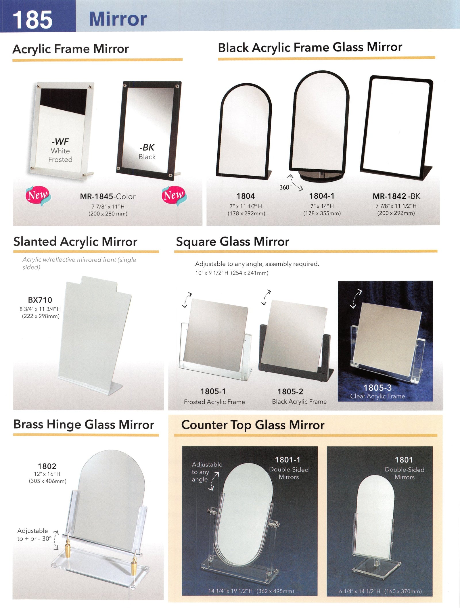 Catalog page — Brass Hinge Glass Mirror