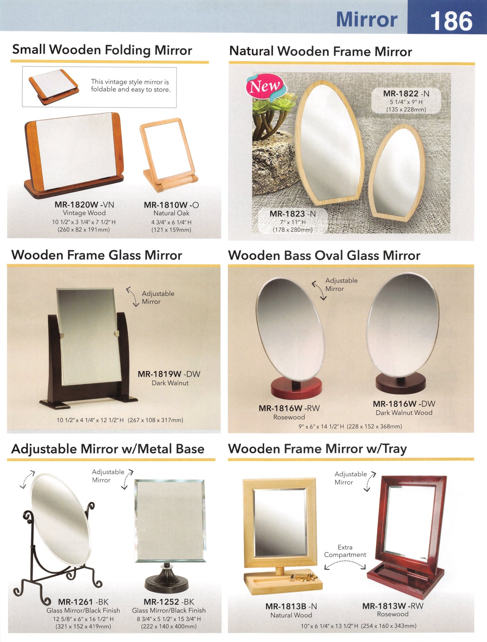 Catalog page — Wooden Base Oval Glass Mirror