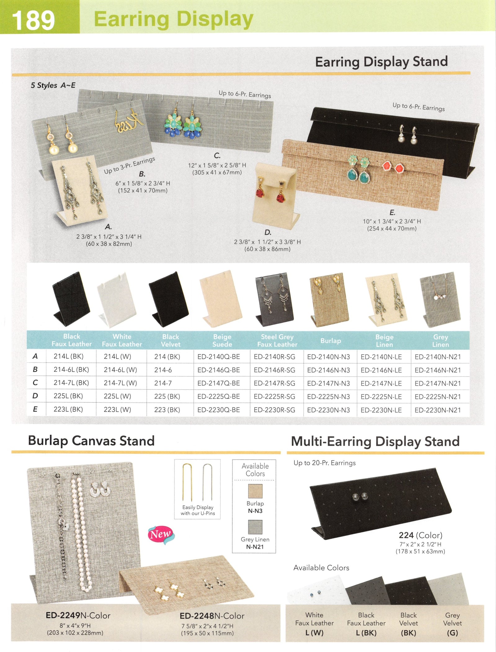 Catalog page — Earring Display Stand
