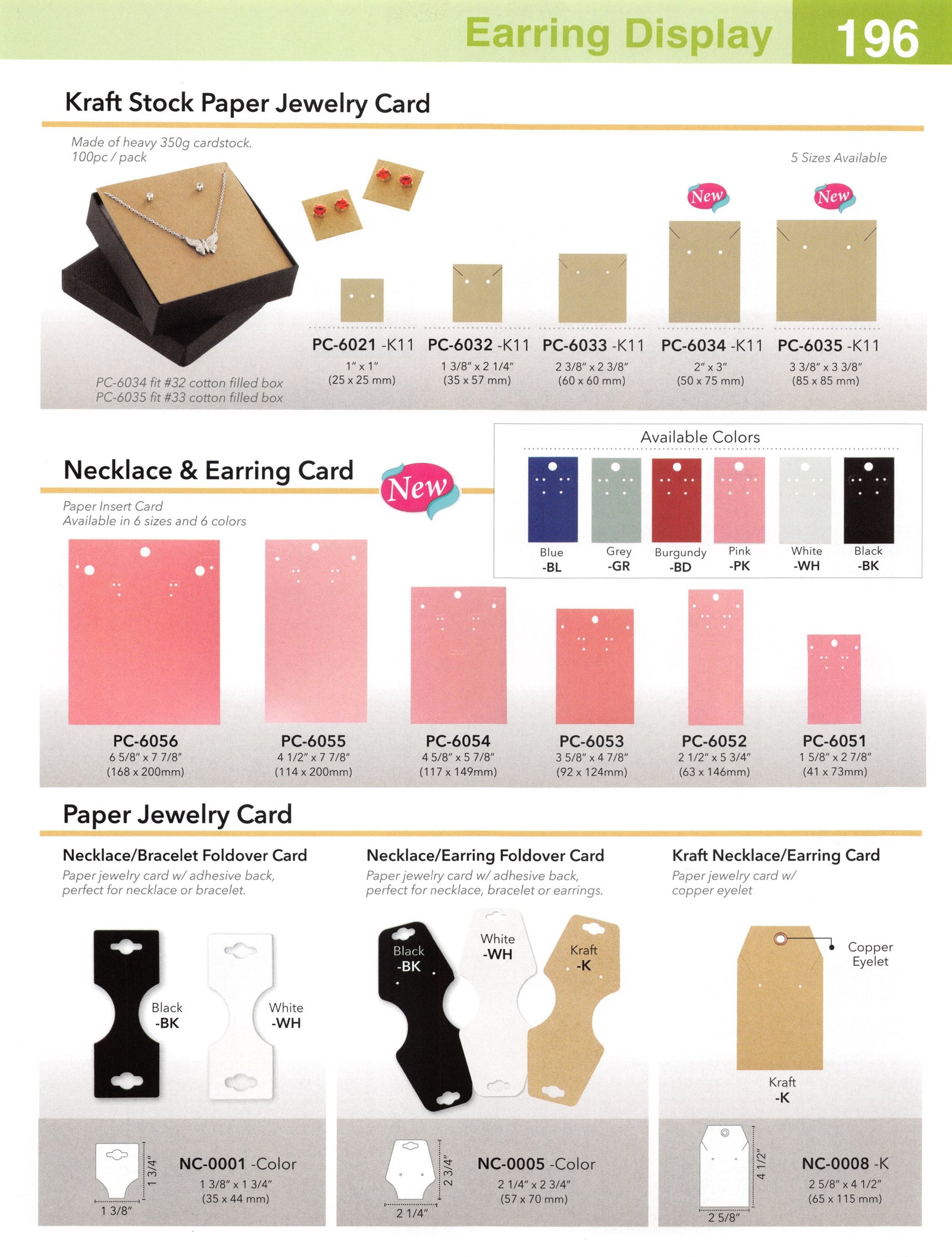 Catalog page — Necklace & Earring Card