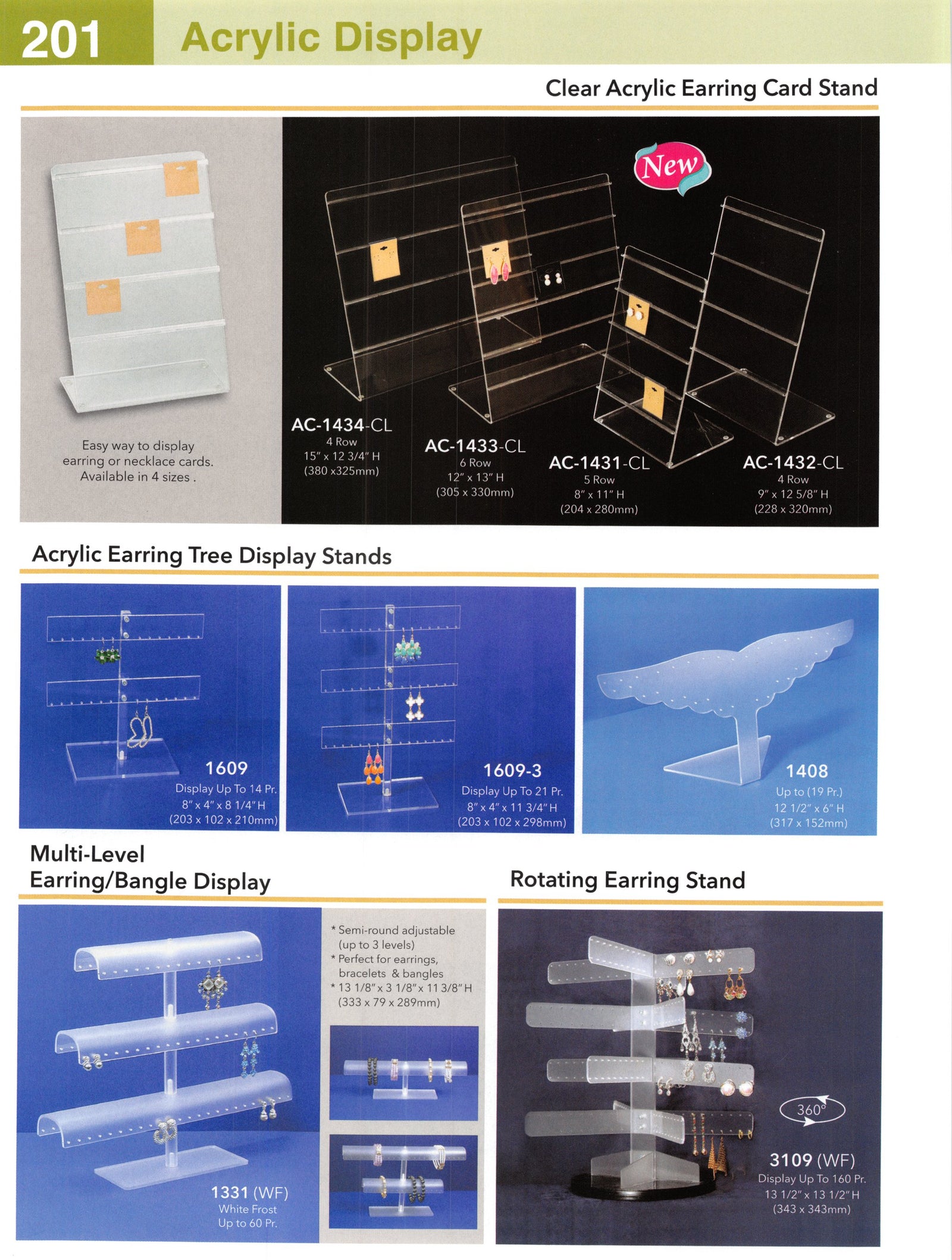 Catalog page — Acrylic Earring Tree Display Stands