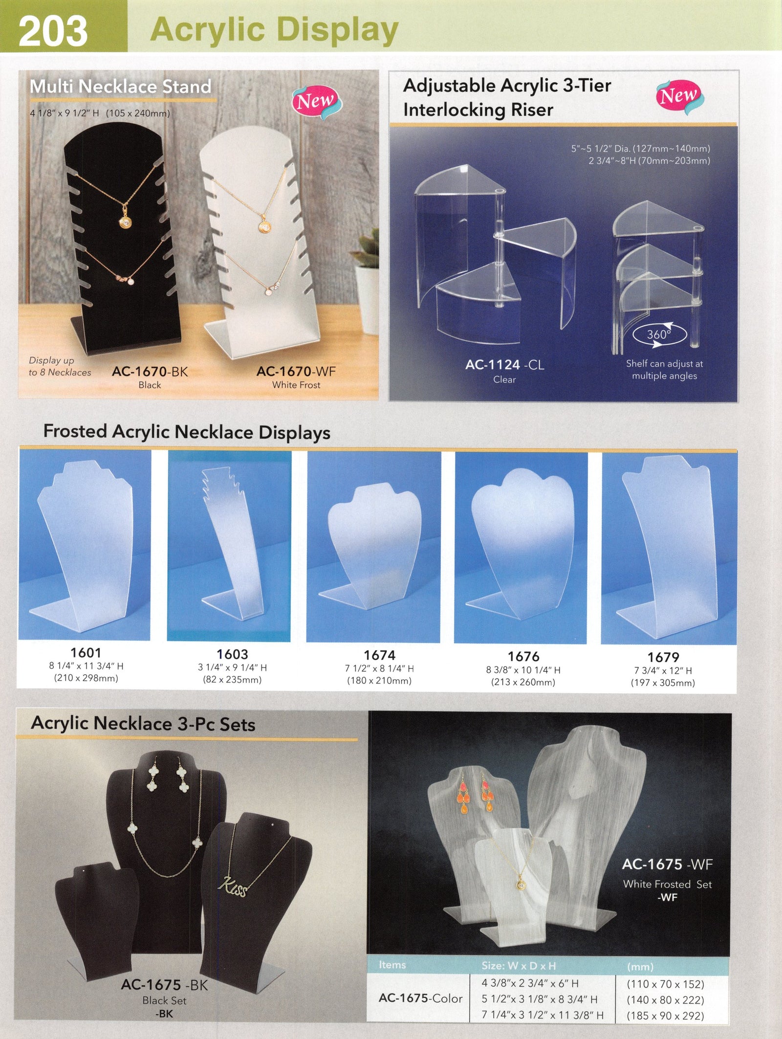Catalog page — Frosted Acrylic Necklace Displays