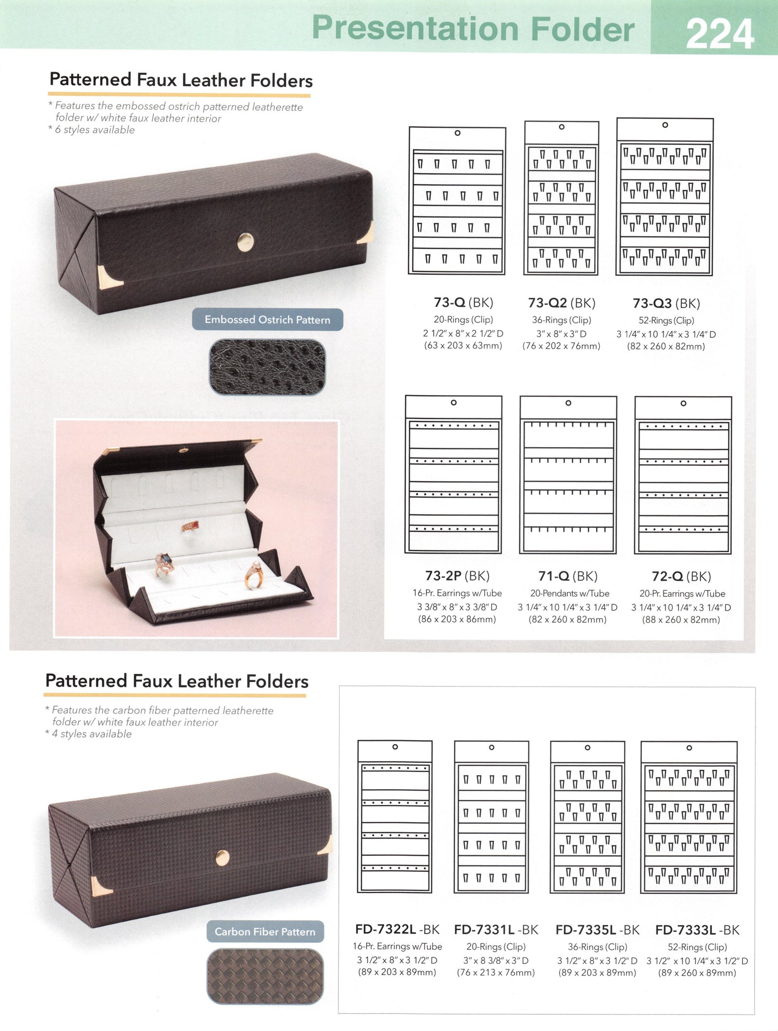 Catalog page — Patterned Faux Leather Folders — Carbon Fiber