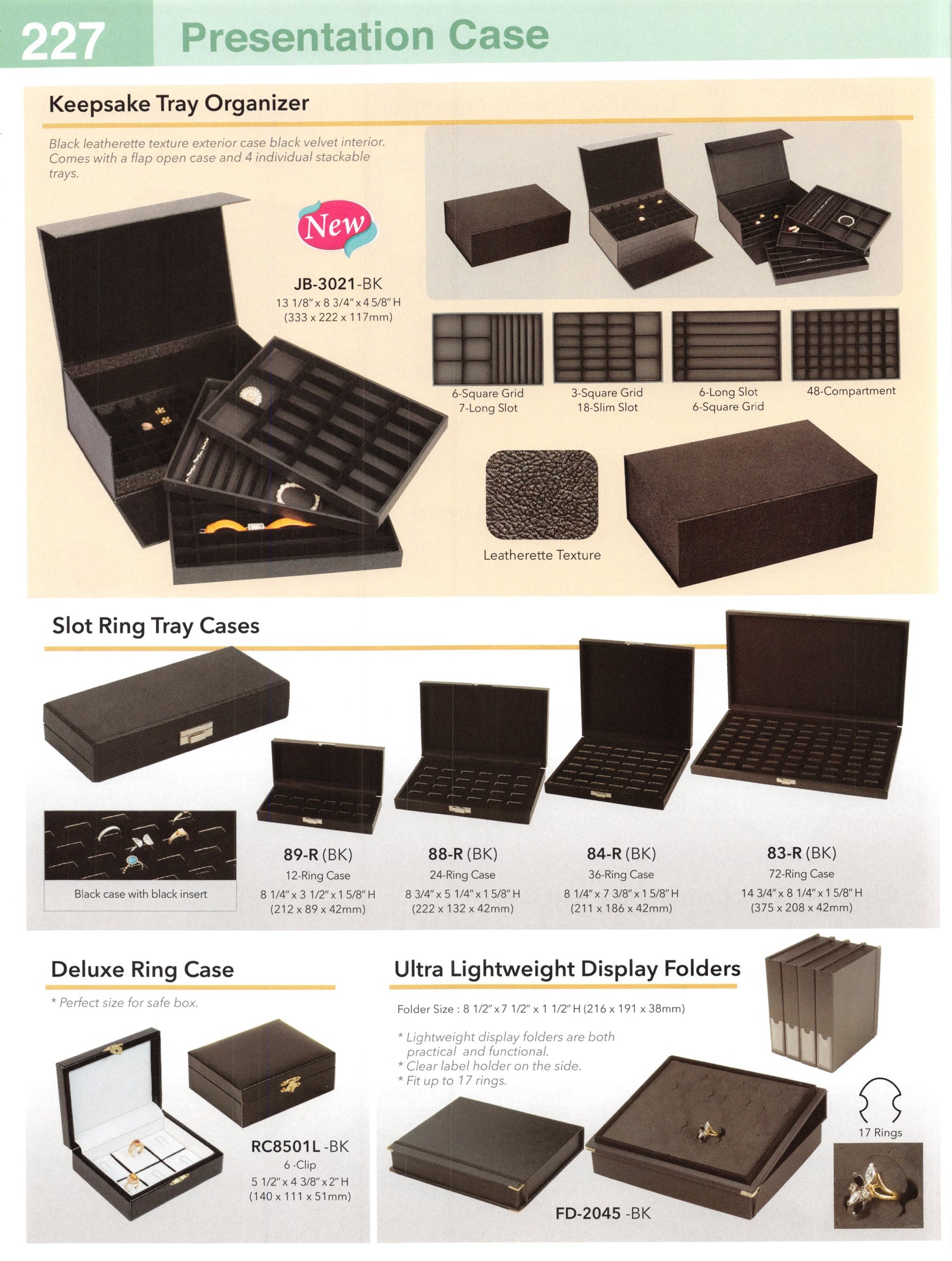 Catalog page — Slot Ring Tray Cases