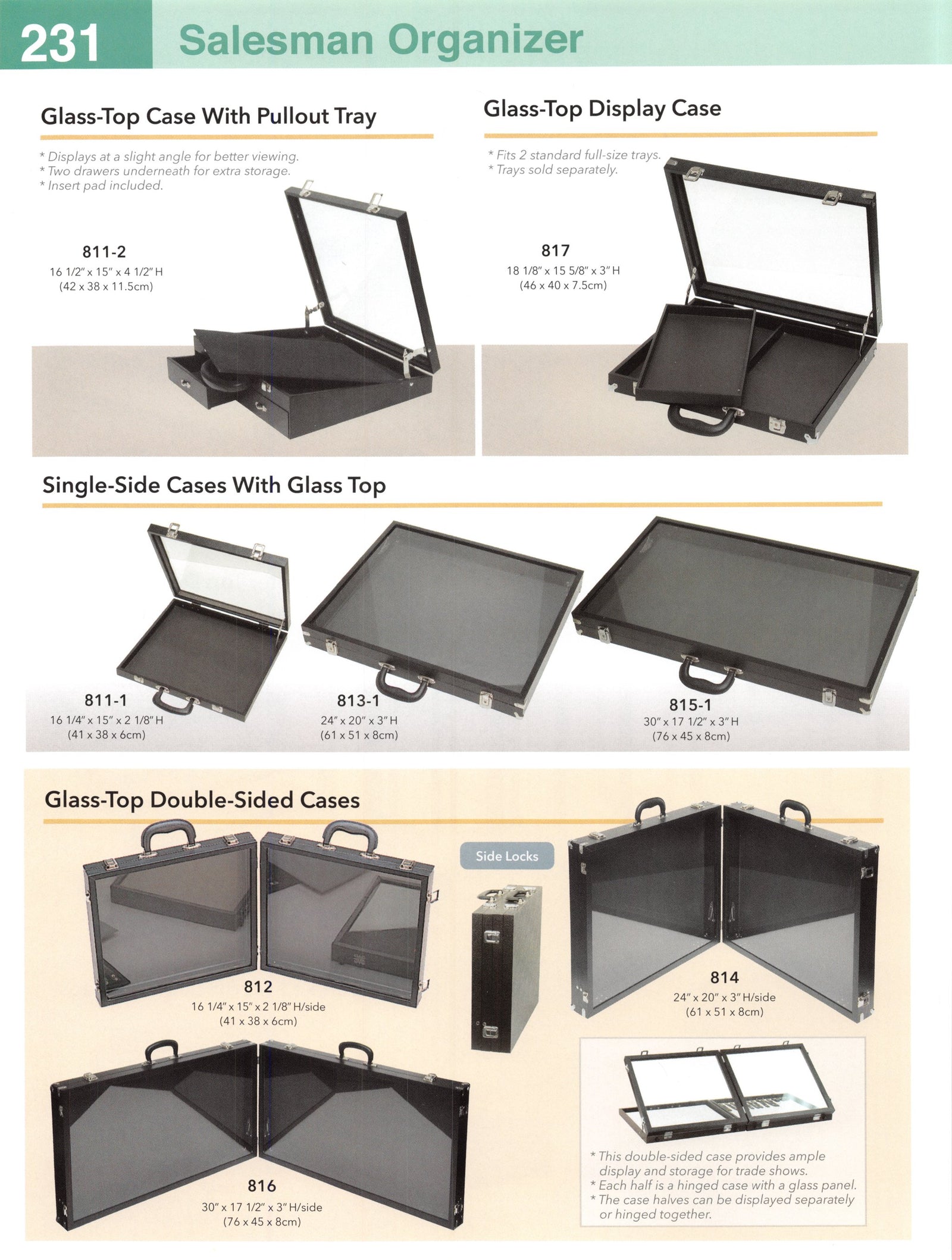 Catalog page — Glass-Top Double-Sided Cases