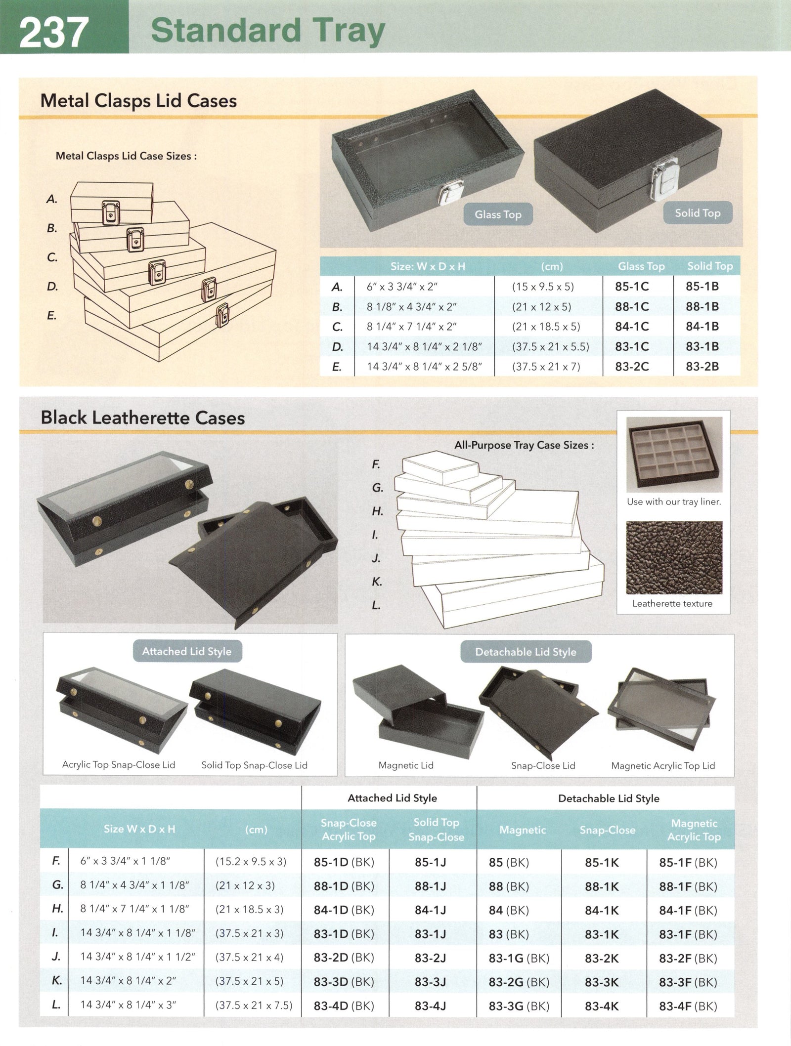 Catalog page — Black Leatherette Cases
