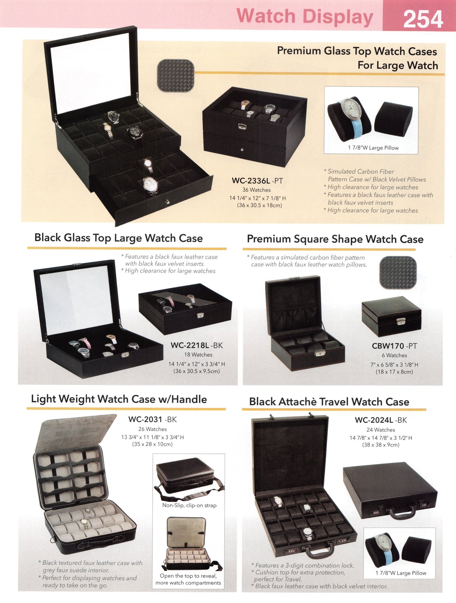 Catalog page — Black Attachè Travel Watch Case
