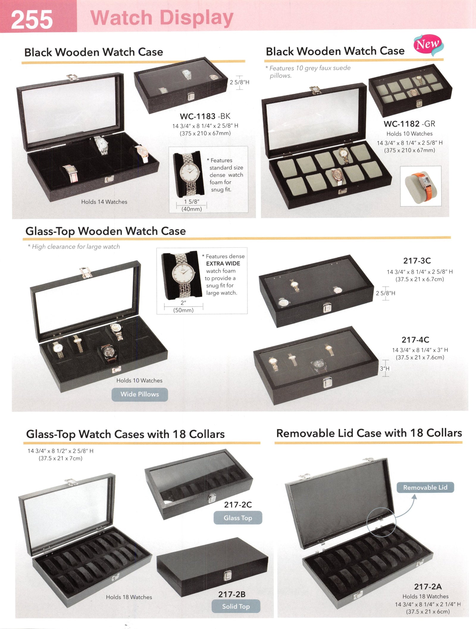 Catalog page — Watch Cases with 18 Collars
