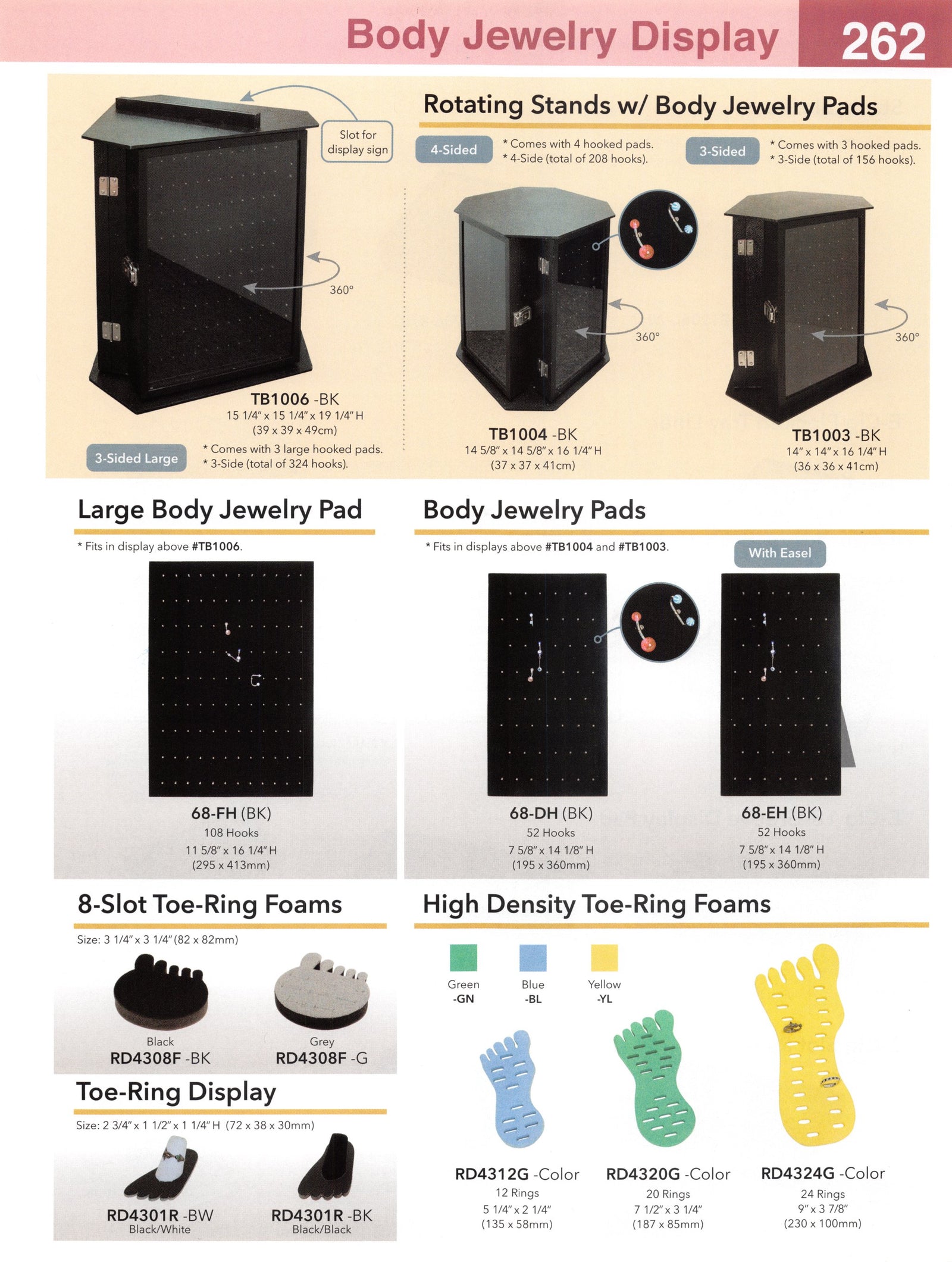 Catalog page — 8-Slot Toe-Ring Foams
