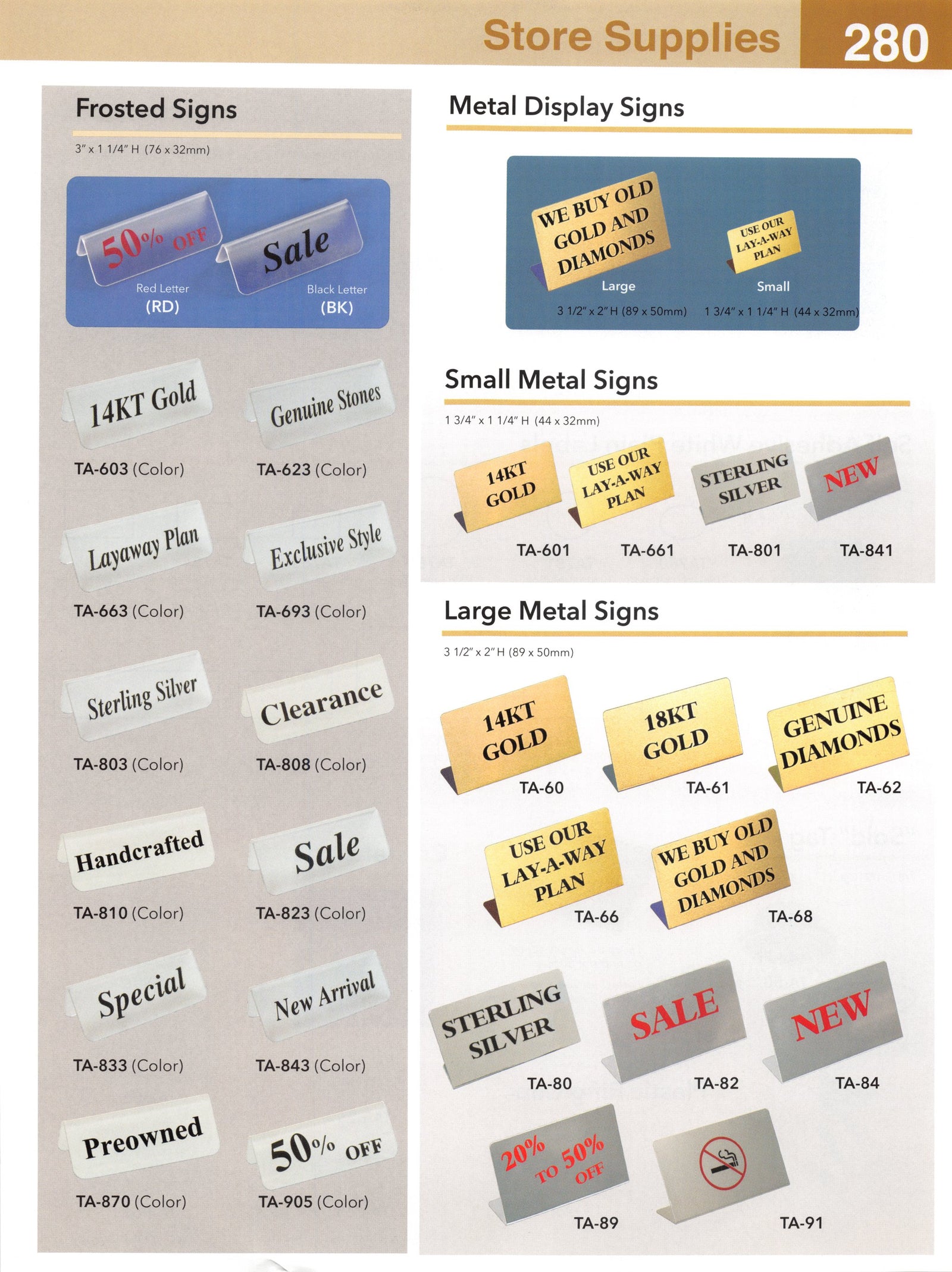 Catalog page — Large Metal Signs