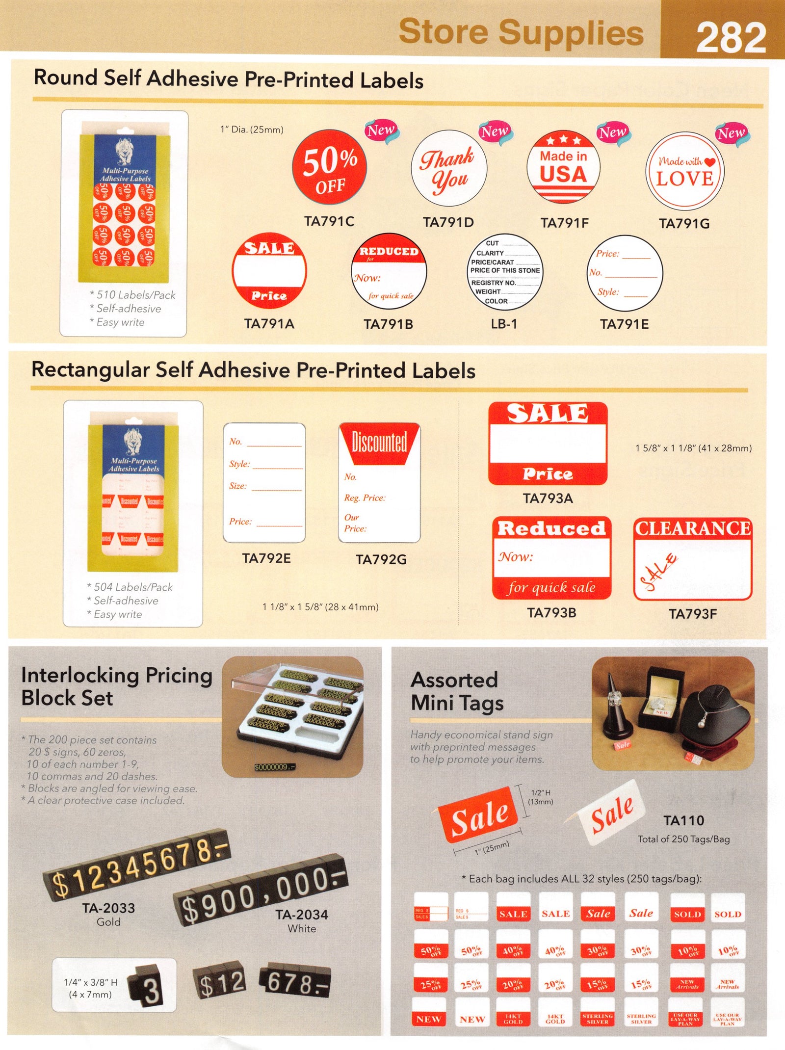 Catalog page — Adhesive Labels for Gem Jars