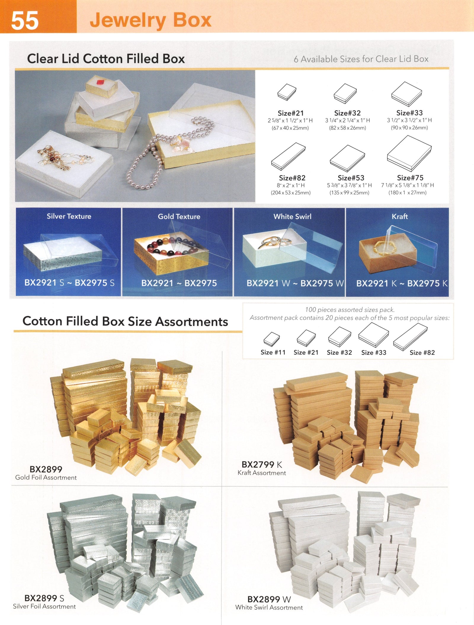Catalog page — Clear-Lid Cotton-Filled