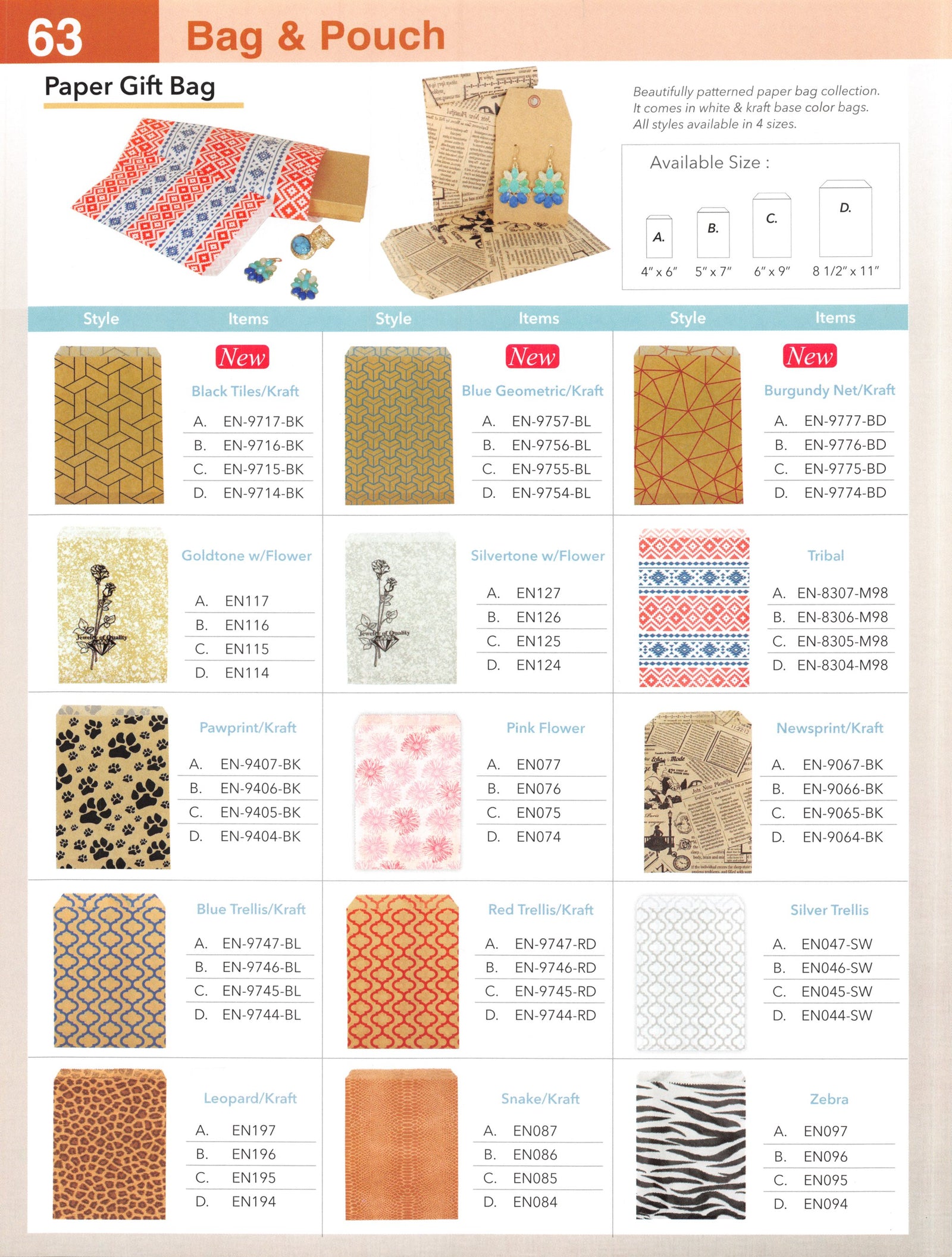 Catalog page — Trellis Paper Gift Bags