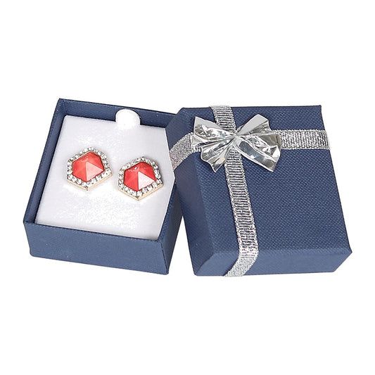 Earring Box - Bow-Tie - Blue Linen