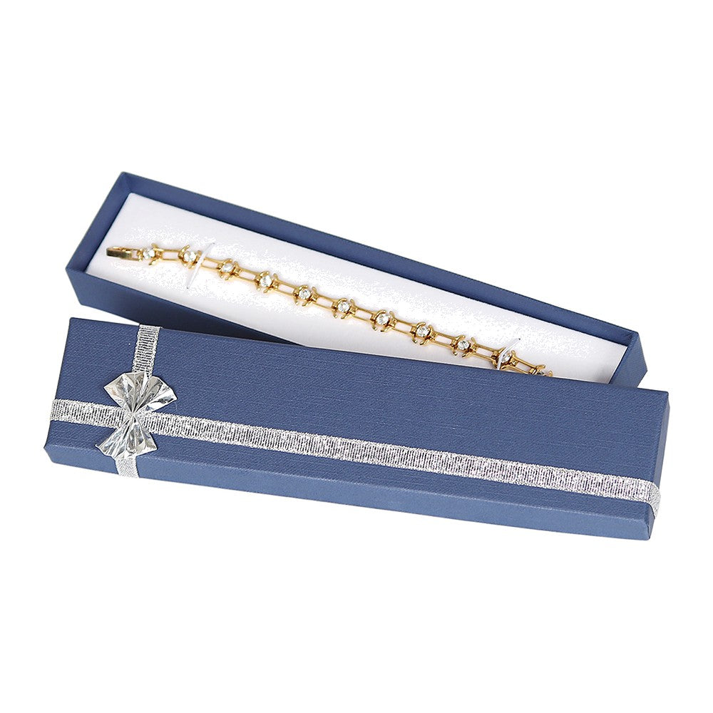 Bracelet/Watch Box - Bow-Tie - Blue Linen