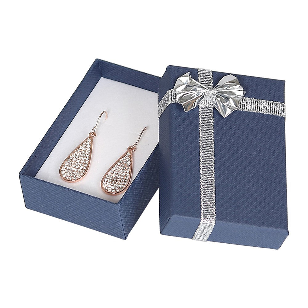 Large Earring Box - Bow-Tie - Blue Linen