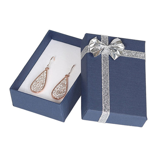 Large Earring Box - Bow-Tie - Blue Linen