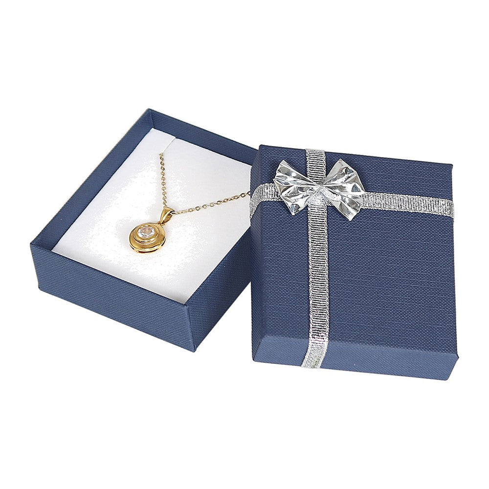 Pendant/Earring Box - Bow-Tie - Blue Linen