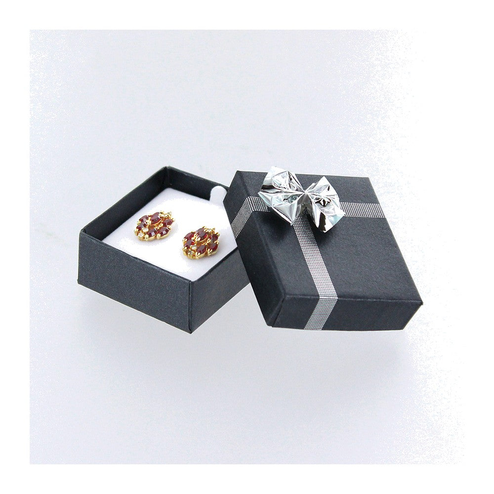 Earring Box - Bow-Tie - Shimmer Black / White