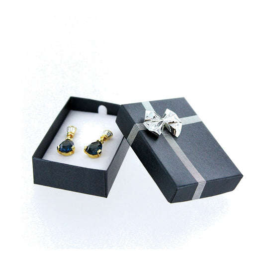 Large Earring Box - Bow-Tie - Shimmer Black / White