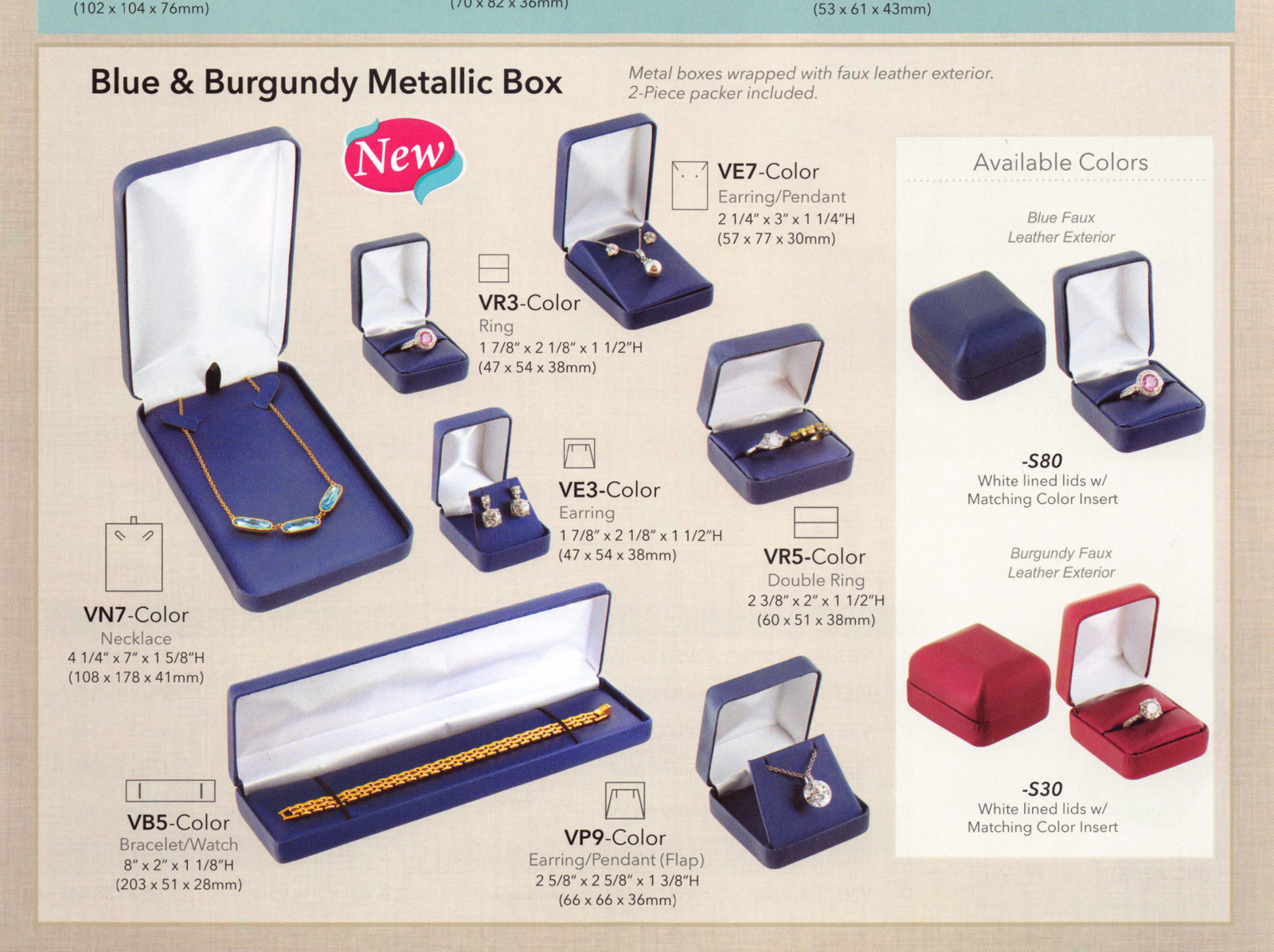 Catalog page — Metallic Faux Leather Boxes