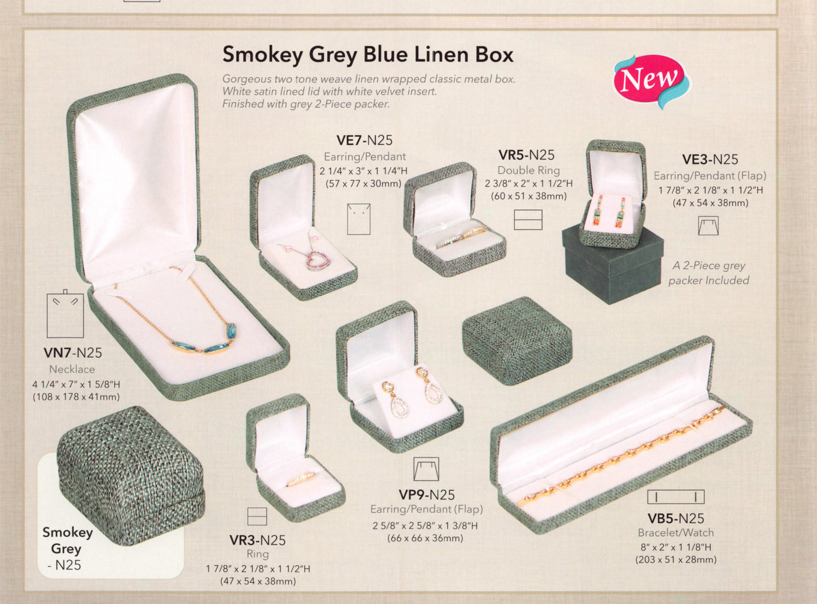 Catalog page — Smokey Grey Linen Boxes