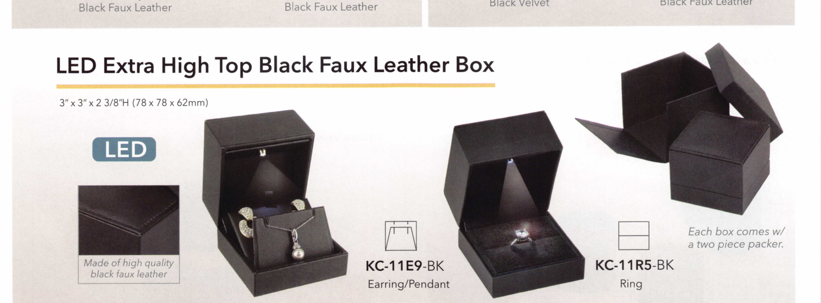 Catalog page — LED Extra High Top Black Boxes