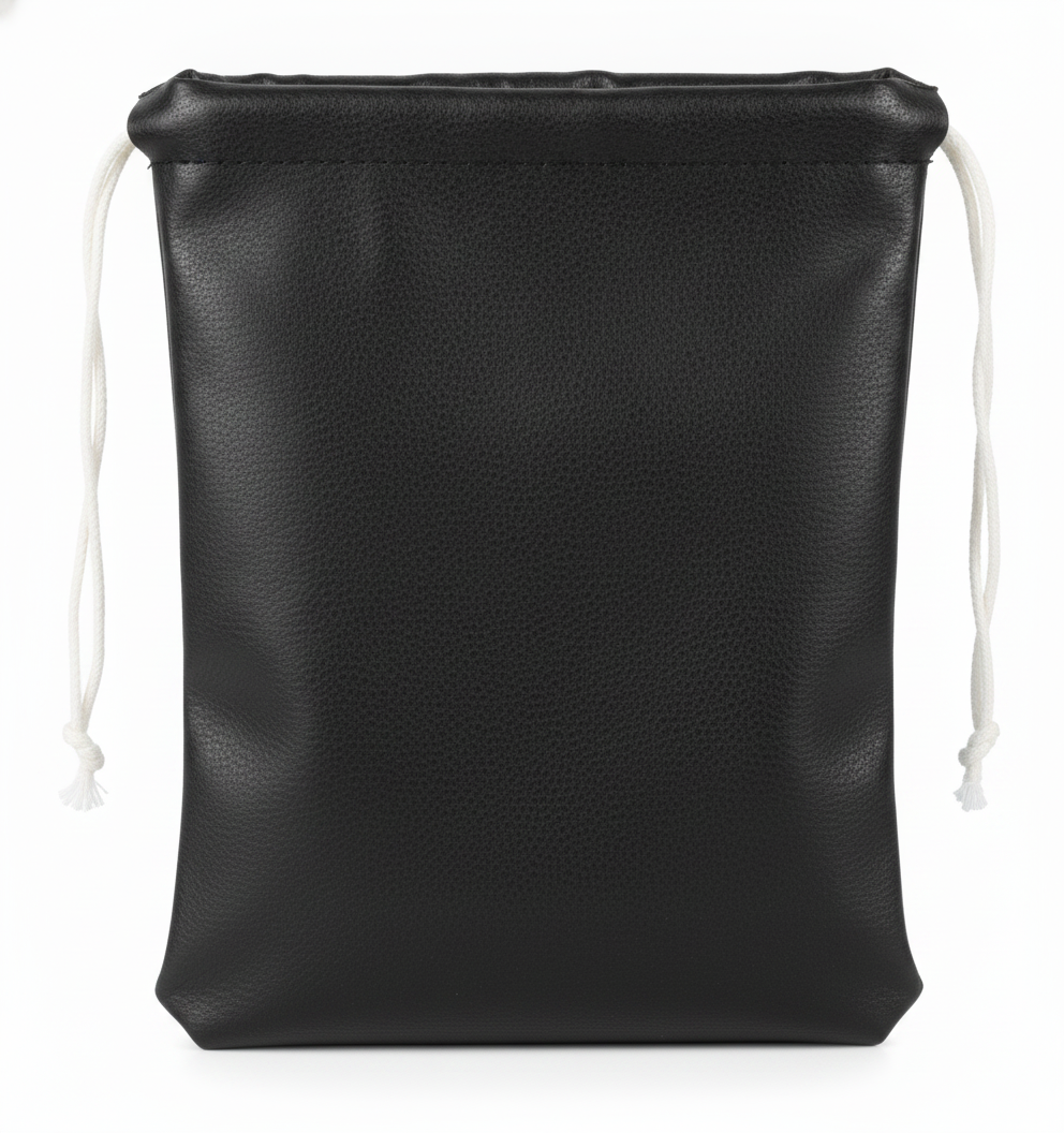 Faux Leather & Suede Pouch — Black Faux Leather — 3 x 3 in