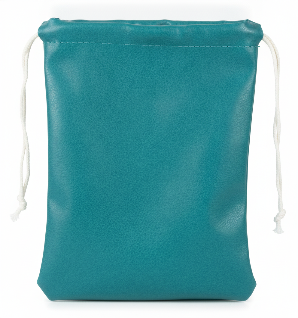 Faux Leather & Suede Pouch — Turquoise Faux Leather — 2.75 x 3 in