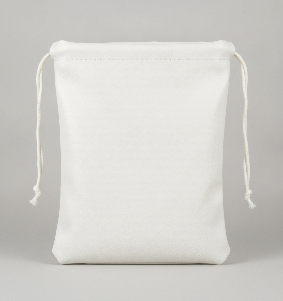 Faux Leather & Suede Pouch — White Faux Leather — 3.5 x 5 in