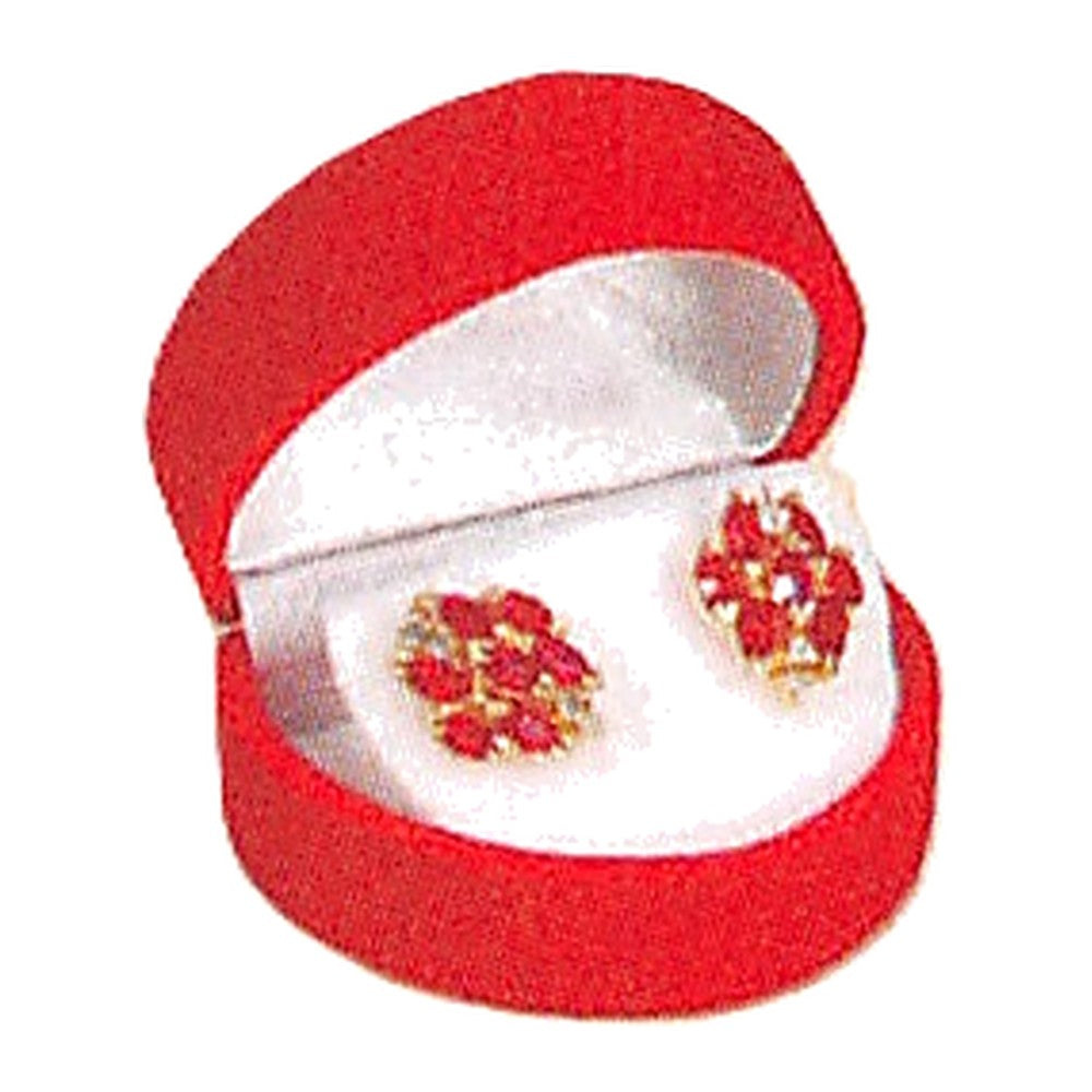 Small Heart Earring Box - Flocked Velour - Black
