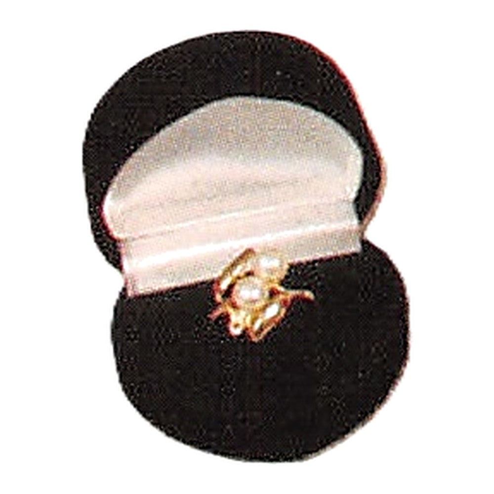 Small Heart Ring Box - Flocked Velour - Black