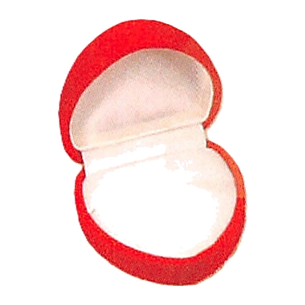 Large Heart Ring Box - Flocked Velour - Red