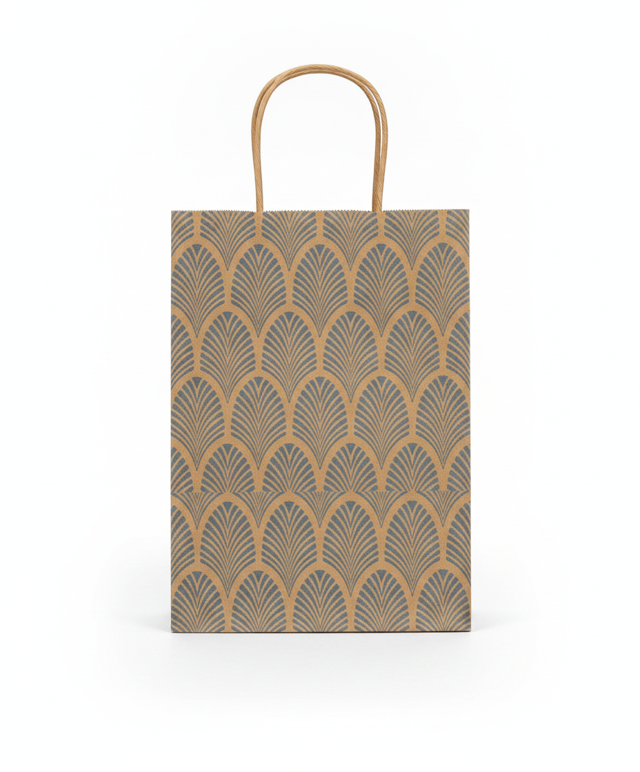 Floral & Leaf Paper Gift Bag — Blue Leaf — 8.5 x 11 in