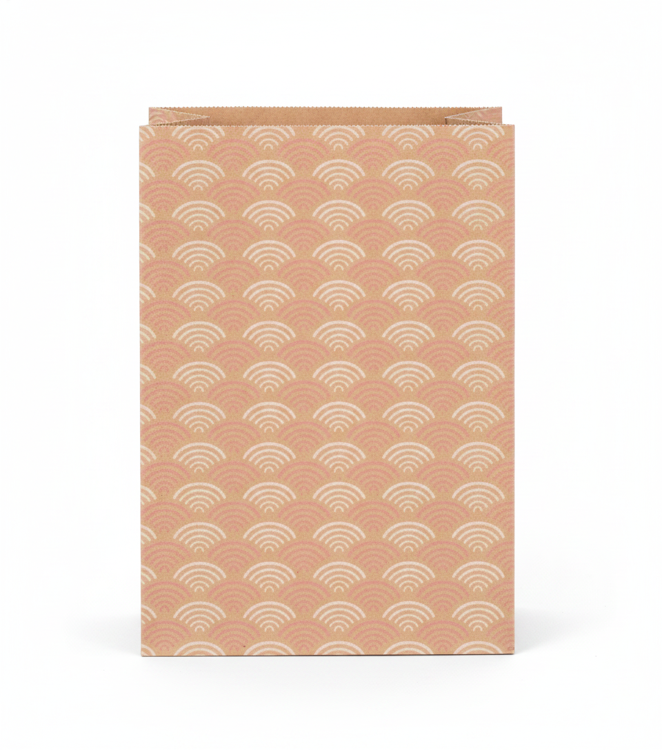 Floral & Leaf Paper Gift Bag — Pink Fan — 4 x 6 in