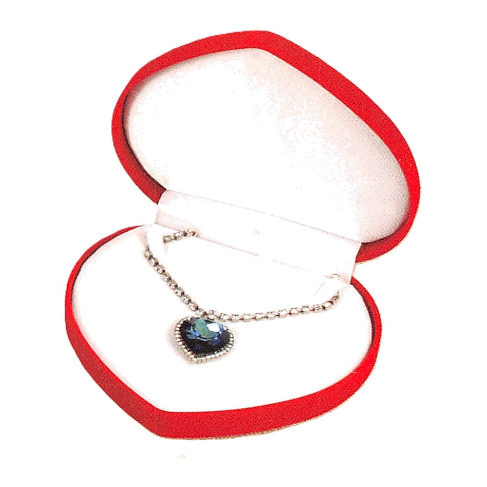 Square Necklace Box - Flocked Velour - Red