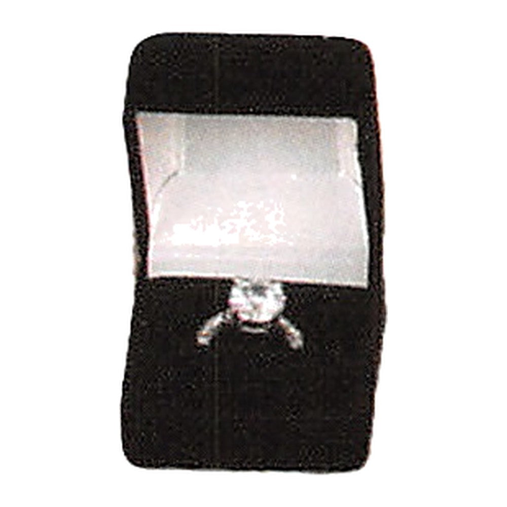 Small Square Ring Box - Flocked Velour - Black