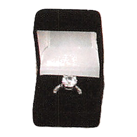 Small Square Ring Box - Flocked Velour - Black