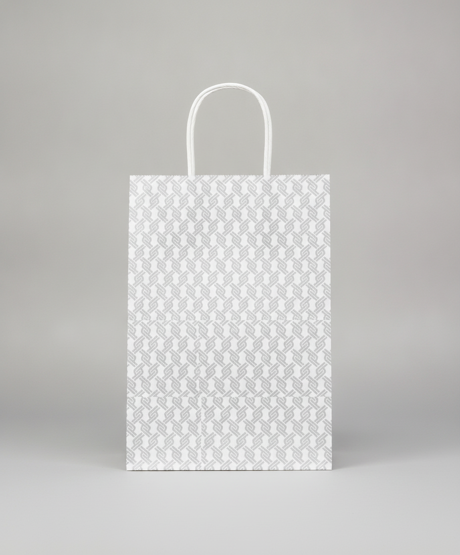 Geometric & Motif Paper Gift Bag — Silver Chainlink — 6 x 9 in