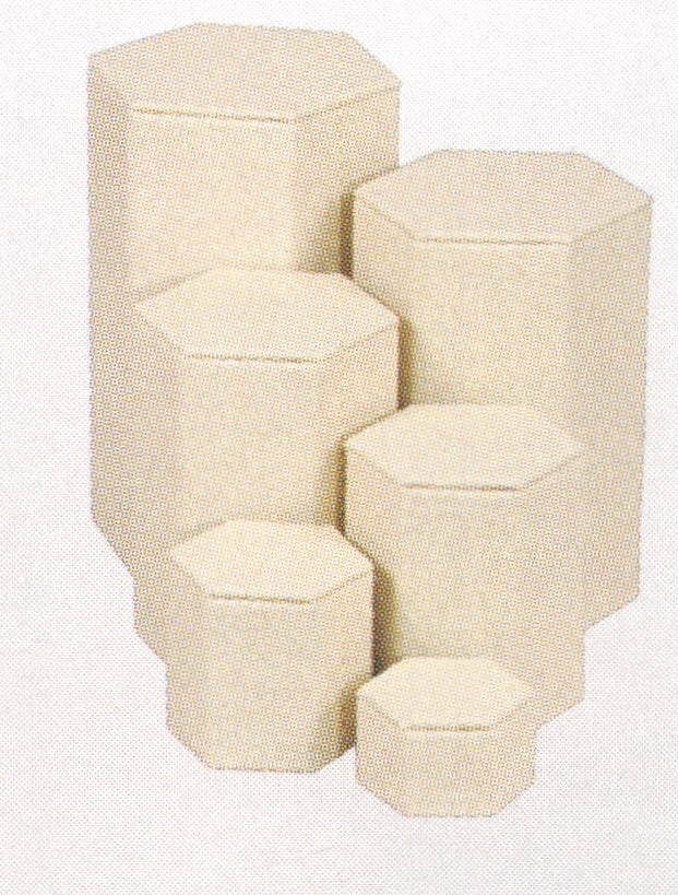 Hexagon Stacking Riser — 6-Pc Set — 2 ~ 4" Diag — Beige Linen