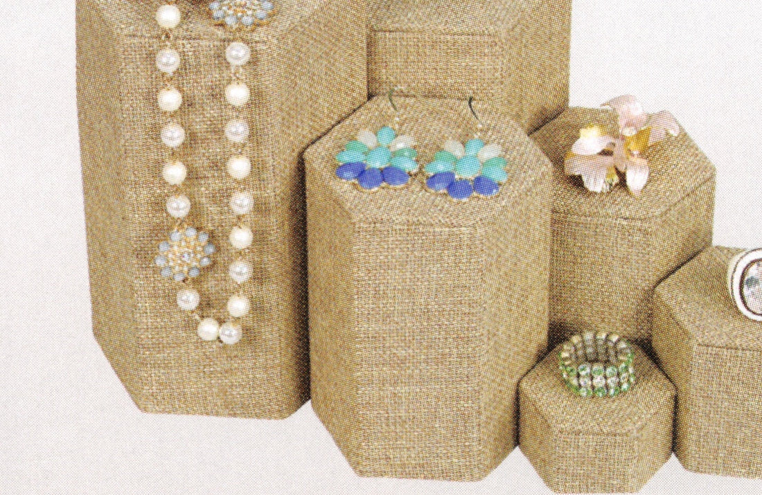Hexagon Stacking Riser — 6-Pc Set — 2 ~ 4" Diag — Burlap